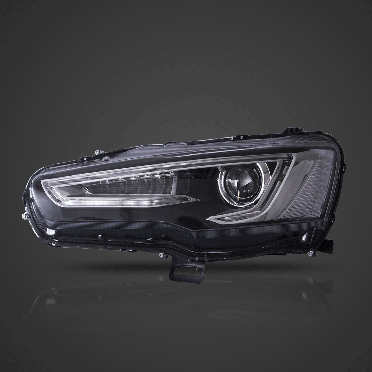 LED bloc optique avant Dual Beam Projector avec Demon Eyes noir pour 2008-2017 Mistubishi Lancer 9th Gen Evo X GSR 10th Gen(…