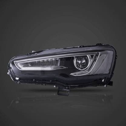 LED bloc optique avant projecteur double faisceau avec Demon Eyes noir pour 2008-2017 Mistubishi Lancer 9th Gen Evo X GSR