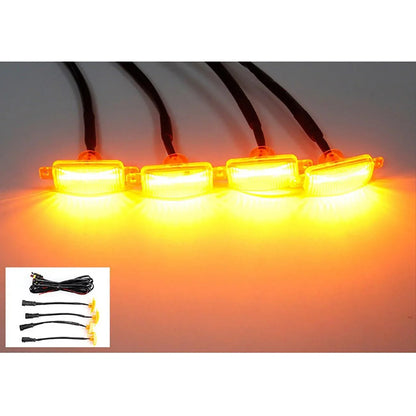 Lot de 4 LED avant feux de calandre de capot style Raptor orange éclairage pour pick-up tout-terrain SUV (orange Shell/