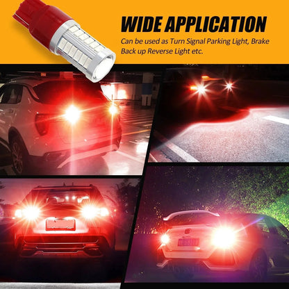T20 7443 7440 LED stop/arrière Light 20W 4000LM rouge 33LED série – 2 ampoules – vue 3 – NOVADOMIO