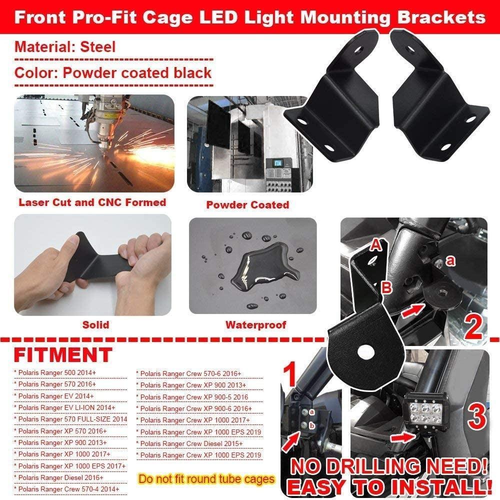 3 Inch LED Pods Light Spot/faisceau large & A-pillar Mounting Brackets pour pour 2013-2021 Polaris Ranger models avec the PR…