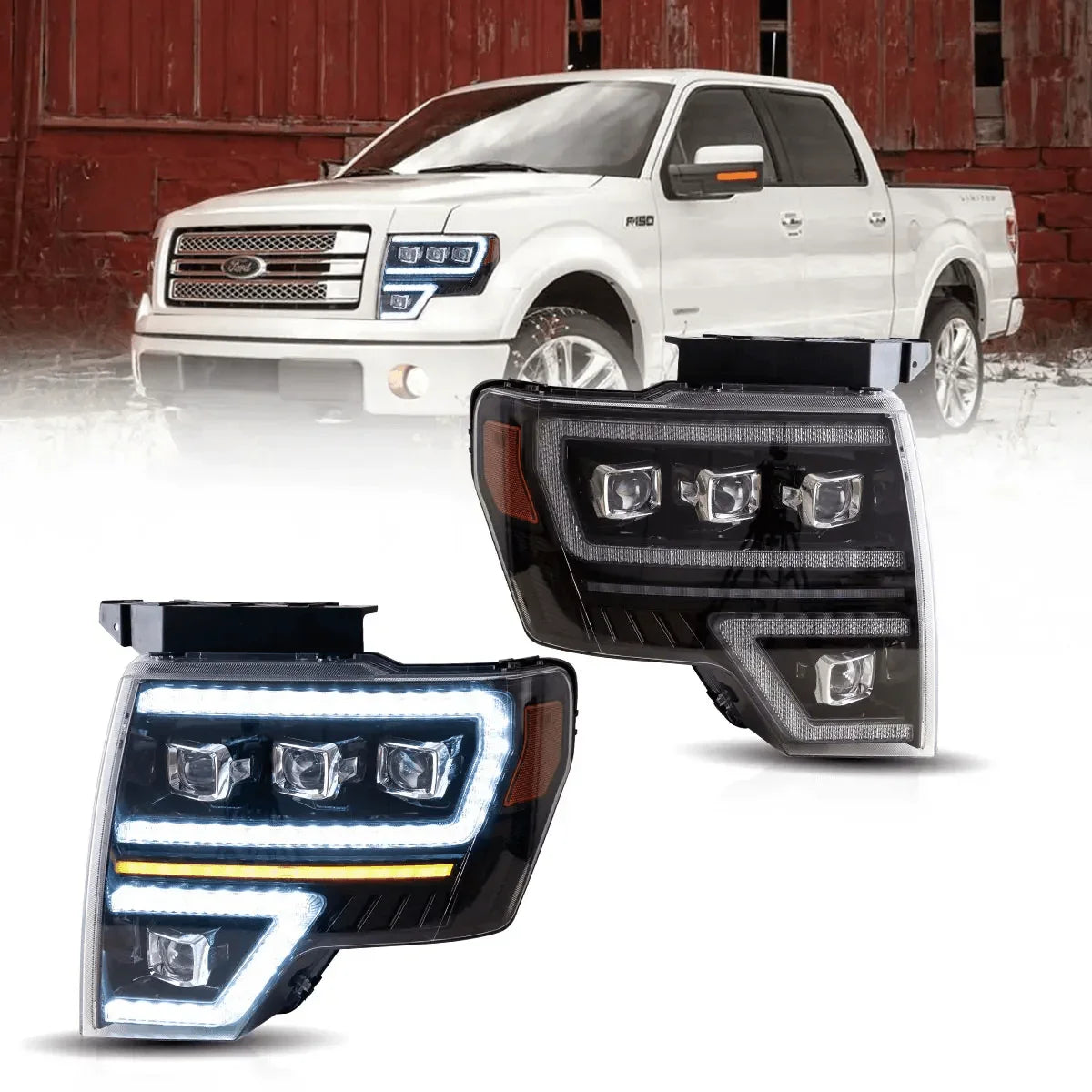 LED bloc optique avant Matrix Projector noir pour 2009-2014 Ford F150 12th Gen Models