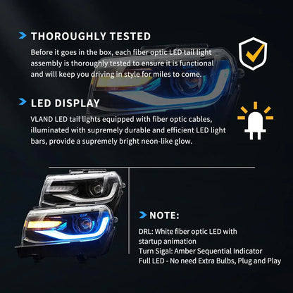 LED bloc optique avant RGB projecteur double faisceau noir pour 2014–2015 Chevrolet Camaro – vue 7 – NOVADOMIO