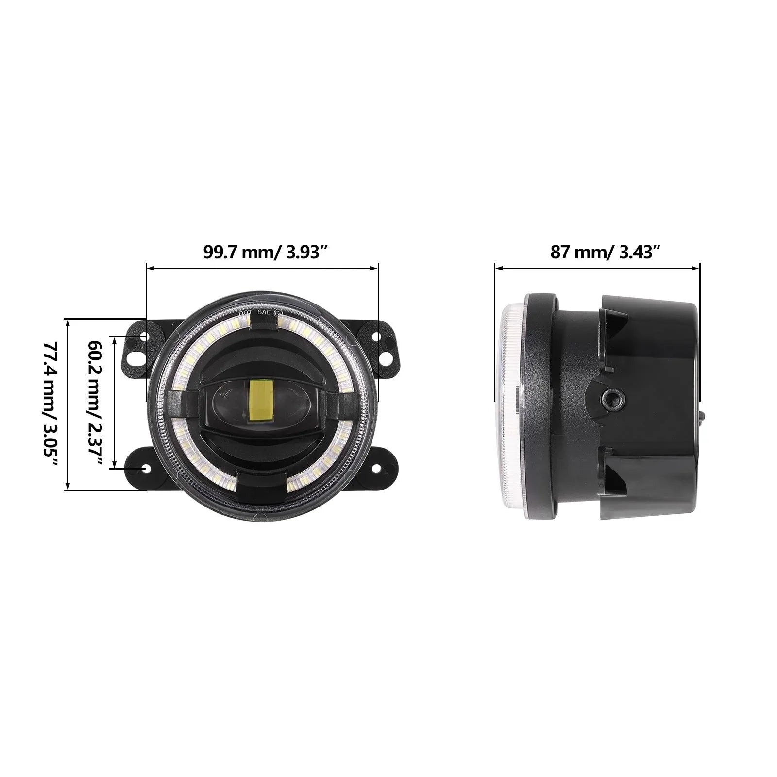 (2pcs/set) 4" 60W LED Fog Lights avec blanc Halo Ring DRL pour Jeep Wrangler JK/ Jeep Grand Cherokee/ Dodge – vue 8