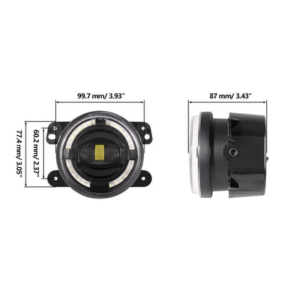 Lot de 2 4″ 60 W LED antibrouillards avec blanc anneau Halo DRL pour Jeep Wrangler JK/ Jeep Grand Cherokee/ Dodge – vue 8