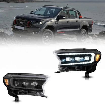 LED bloc optique avant Matrix Projector noir pour 2015–2021 Ford Ranger 3th Gen P375 [Inrternational Types] Facelift – vue 2