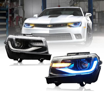 LED bloc optique avant RGB projecteur double faisceau noir pour 2014–2015 Chevrolet Camaro – NOVADOMIO