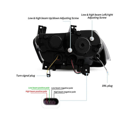 LED bloc optique avant projecteur double faisceau noir pour 2011–2014 Dodge Charger (LD) Pre-Facelifted – vue 8 – NOVADOMIO