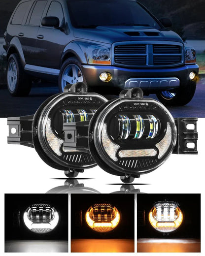 Lot de 2 LED antibrouillard ensemble w/ DRL+ clignotant pour Dodge Ram 1500 2002–2008, Dodge Ram 2500/3500 2003–2009 (noir)