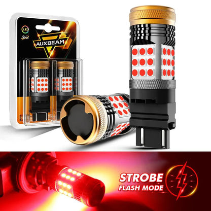 T25 3157 3156 Ampoules LED pour feux stop et arrière 56 W 600% haute luminosité sans erreur CAN-bus rouge stroboscopique