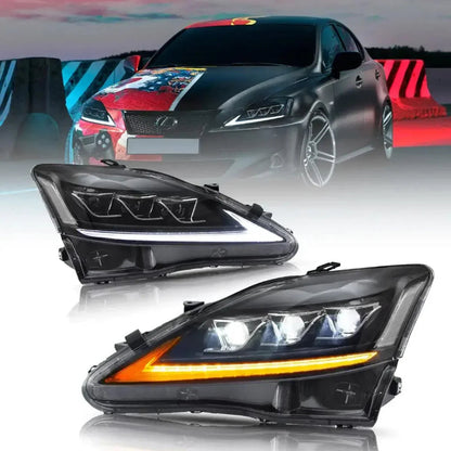 LED bloc optique avant Matrix Projector noir pour 2006–2012 Lexus IS250/IS250C/IS350/IS220d & 2008–2014 ISF (XE20)