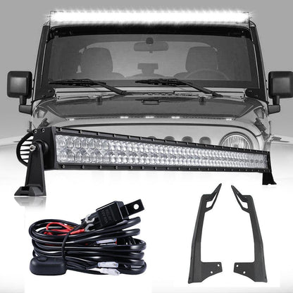 52″ 5D-série droit Barres LED&pare-brise supports de montage pour Jeep Wrangler JK 2007~2017 – NOVADOMIO