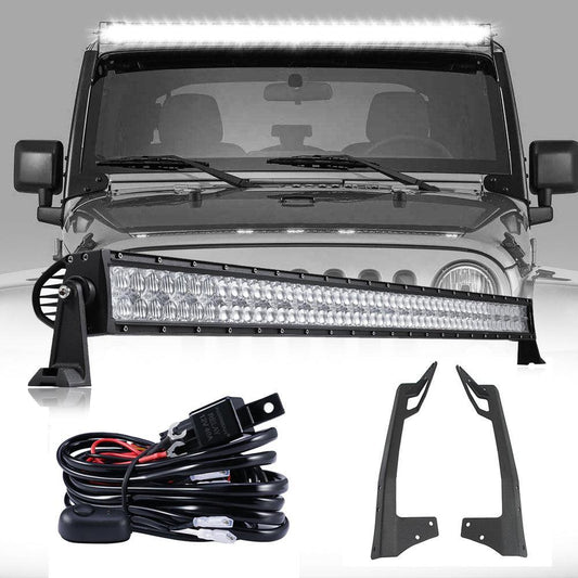 52" 5D-série Straight Barres LED&Windshield Mounting Brackets pour Jeep Wrangler JK 2007~2017