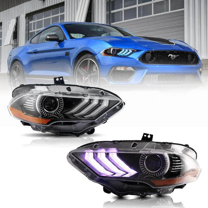 LED bloc optique avant RGB projecteur double faisceau pour 2018-up Ford Mustang 6th Gen noir – NOVADOMIO