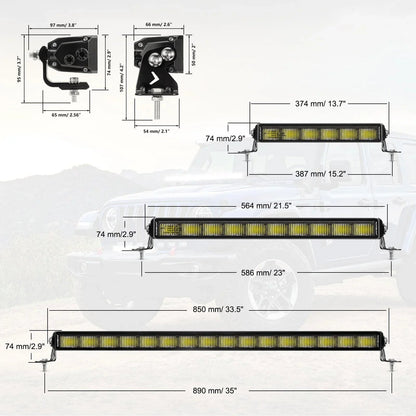 SP-DRL série 12″/22″/32″/42″ tout-terrain Barres LED avec orange&blanc DRL – vue 11 – NOVADOMIO