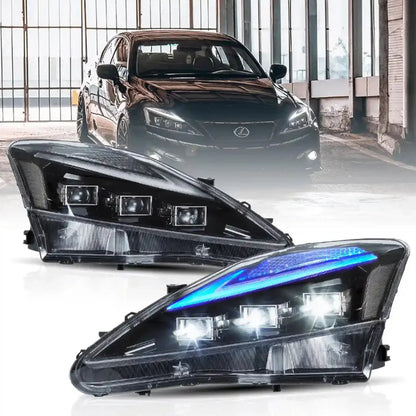 LED bloc optique avant Matrix Projector avec bleu DRL pour 2006–2012 Lexus IS250/IS250C/IS350/IS220d & 2008–2014 ISF (XE20)