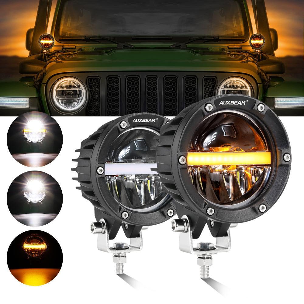 C4 série | 4 Inch 110W 11000LM LED Pods Offroad LED Driving Lights avec orange DRL