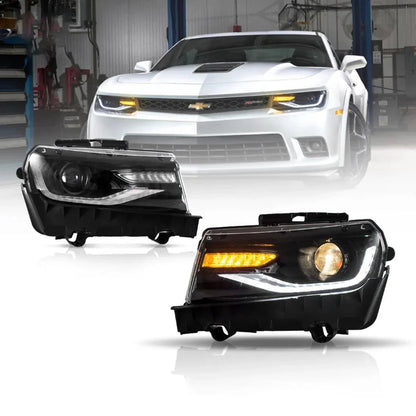 LED bloc optique avant projecteur double faisceau noir pour 2014–2015 Chevrolet Camaro – NOVADOMIO