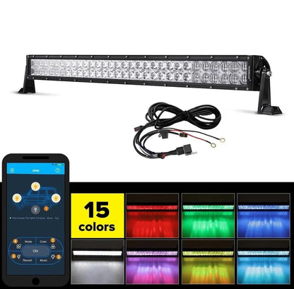 22″/32″/42″ V-série RGB droit/courbé 5D lens faisceau combiné Double Row Barres LED pour SUV ATV UTV camions pick-up bateau