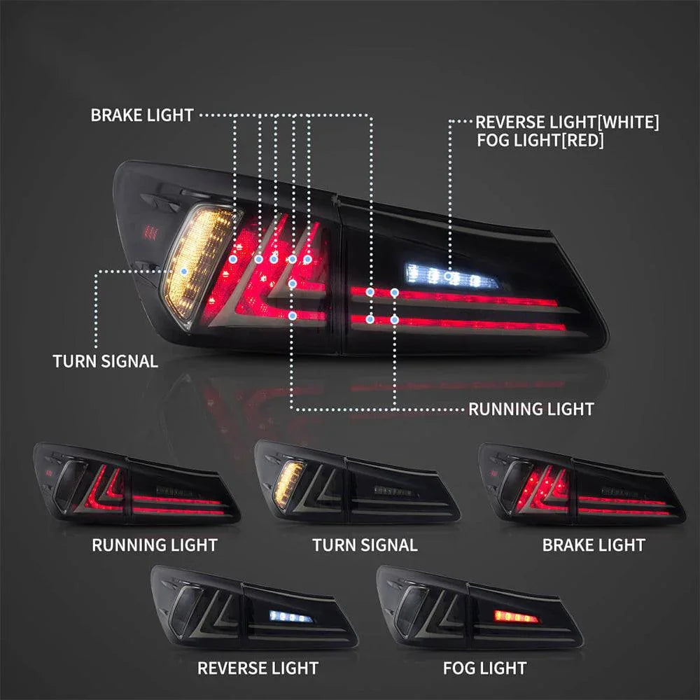 LED bloc de feux arrière avec orange clignotant pour 2006-2012 Lexus IS série 2th Gen (XE20) – vue 3