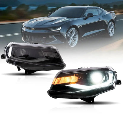 LED bloc optique avant projecteur double faisceau noir pour 2016–2022 Chevrolet Camaro 6th Gen – NOVADOMIO