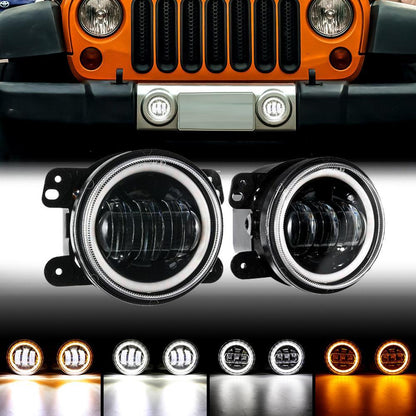 Lot de 2 4″ LED antibrouillards avec DRL & orange clignotant pour Jeep Wrangler JK 2007–2017 avant pare-chocs Lamp