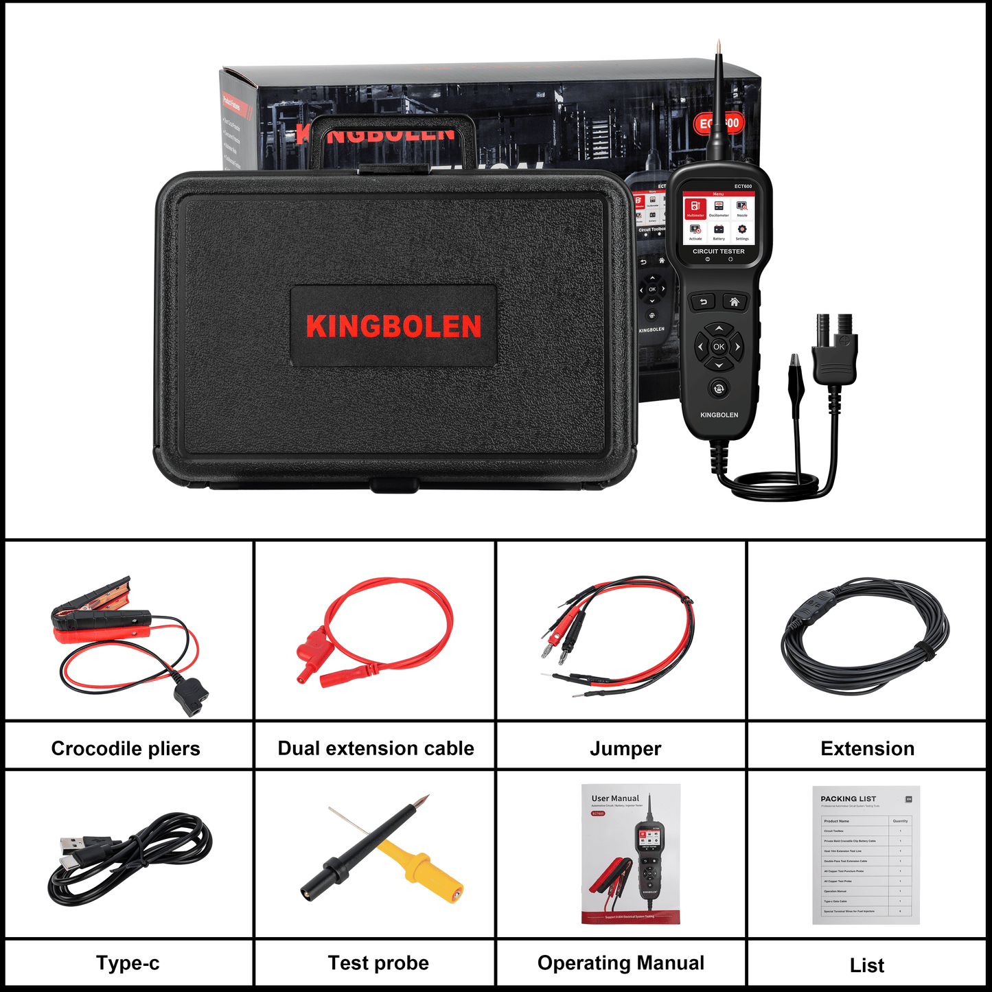 Testeur de circuit automobile KINGBOLEN ECT600 12/24 V – Câble 10 m – image produit 11 | NOVADOMIO