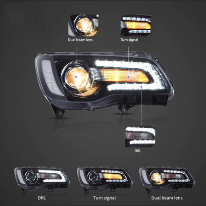 LED bloc optique avant projecteur double faisceau 2011-UP Chrysler – vue 3 – NOVADOMIO