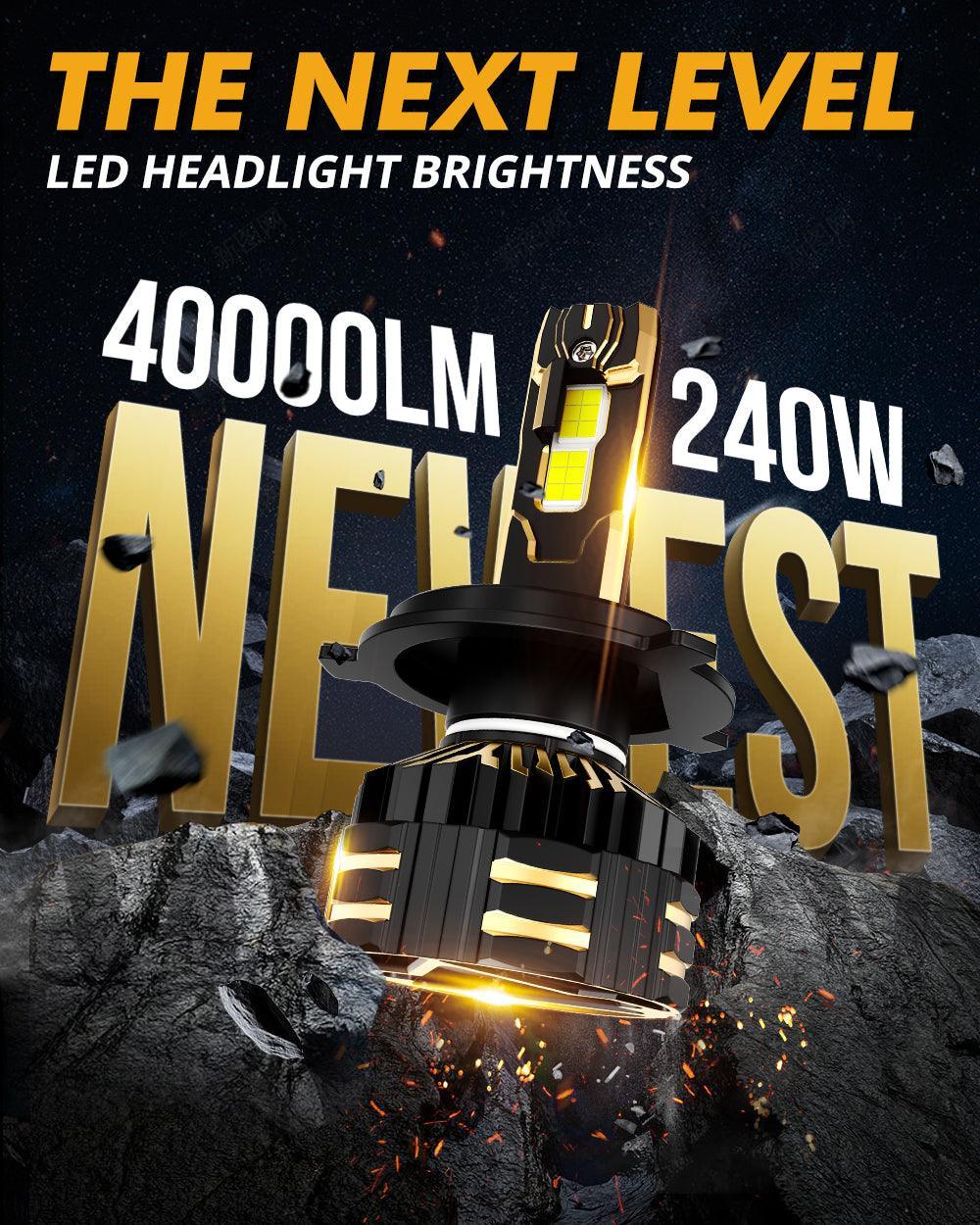 H4 Ampoules de phare LED 240W 40000LM GX-ULTRA série 6500K blanc froid – 2 ampoules – vue 2