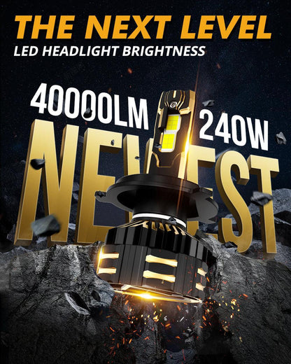 H4 Ampoules de phare LED 240W 40000LM GX-ULTRA série 6500K blanc froid – 2 ampoules – vue 2 – NOVADOMIO