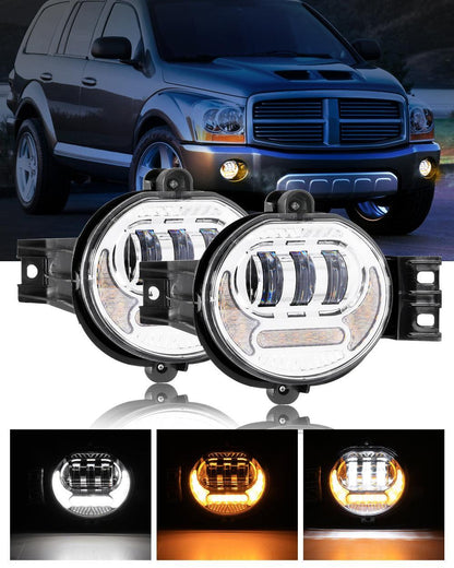 Lot de 2 LED antibrouillard ensemble w/ DRL+ clignotant pour Dodge Ram 1500 2002–2008, Dodge Ram 2500/3500 2003–2009 (chromé)
