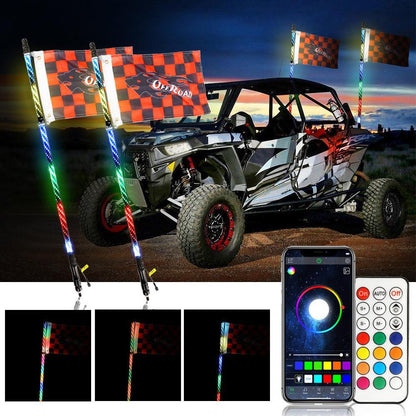 Lot de 2 3FT/4FT LED RGB fouets LED avec clignotant & feu stop, Bluetooth APP/ télécommande – vue 9 – NOVADOMIO
