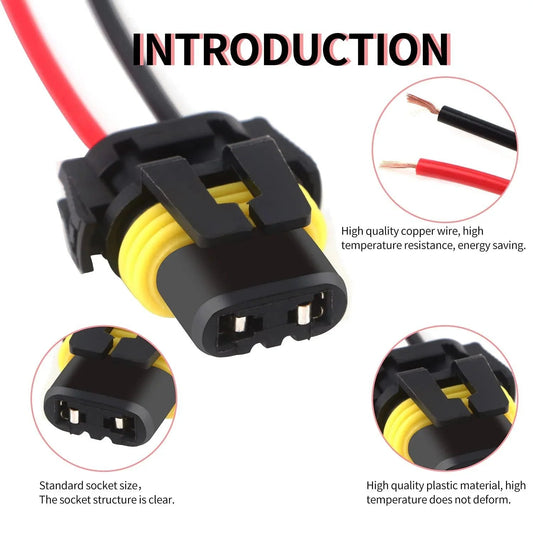 9005/9006/9012 LED phare Socket Male & Female Adapter faisceau électrique Connector pour phare/antibrouillard lot de 2 – vue
