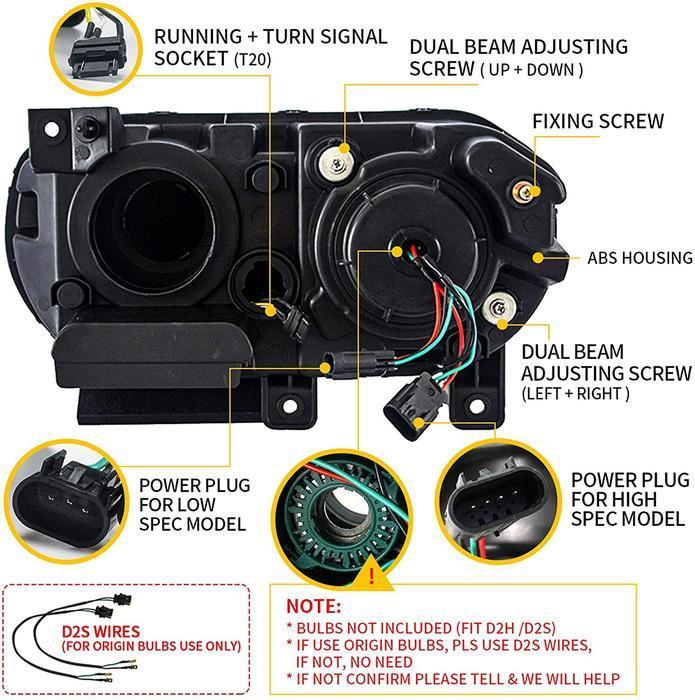 LED bloc optique avant RGB Style Dual Beam Projector noir pour 2008-2014 Dodge Challenger 3th Gen Pre-Facelift – vue 11