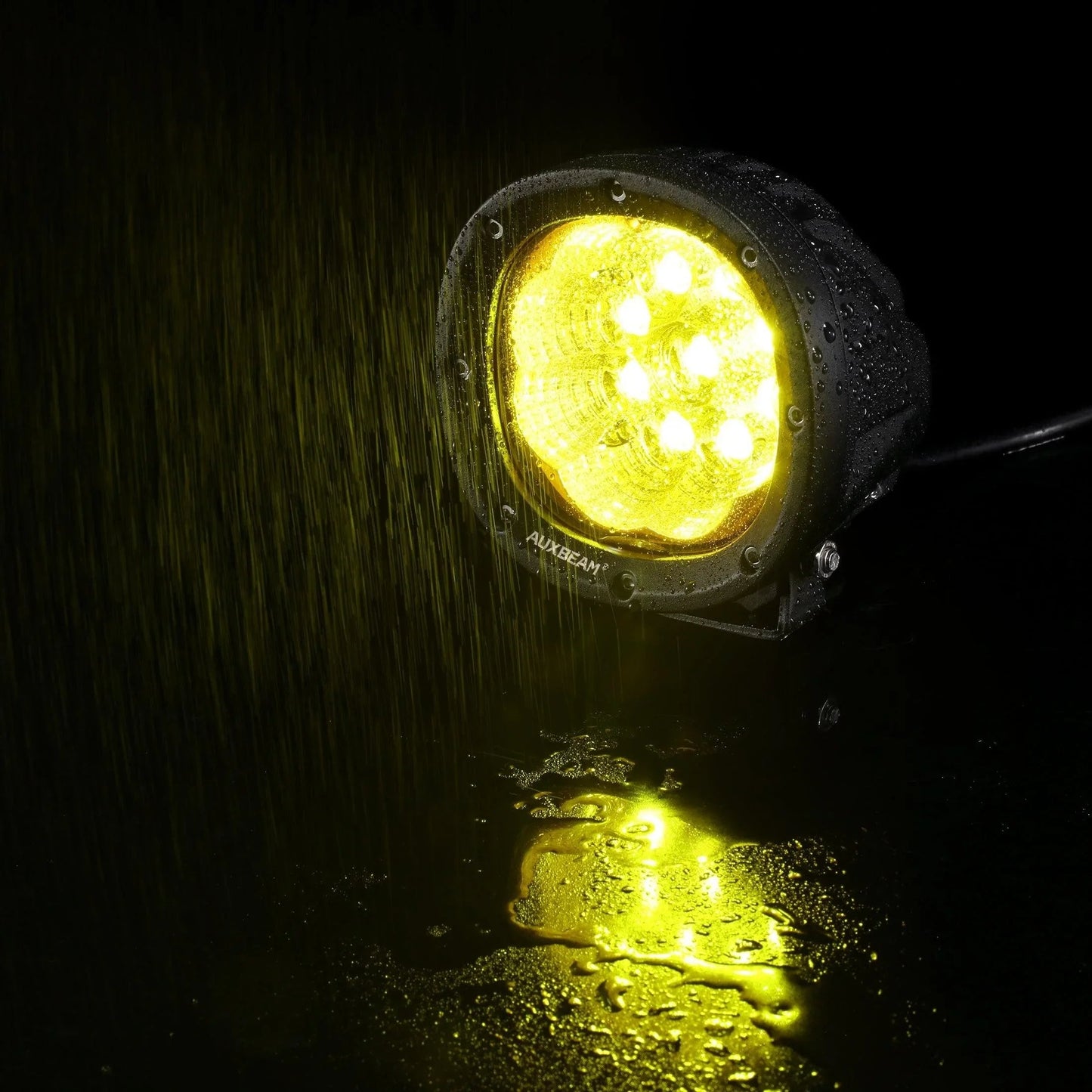 P4 série | 4 Inch 90W 9000LM Round LED Driving Lights Flood orange Pod Lights – vue 9