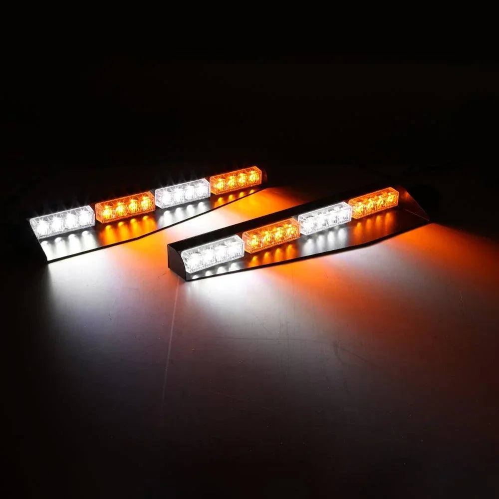 17 Inch Dual Visor blanc&orange Strobe Barres lumineuses 20 Flashing Patterns avec Controller panneau de commande pour Vehic…