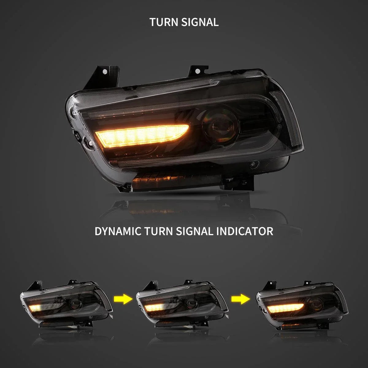 LED bloc optique avant Dual Beam Projector noir pour 2011-2014 Dodge Charger(LD) Pre-Facelifted – vue 5