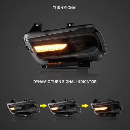 LED bloc optique avant projecteur double faisceau noir pour 2011–2014 Dodge Charger (LD) Pre-Facelifted – vue 5 – NOVADOMIO