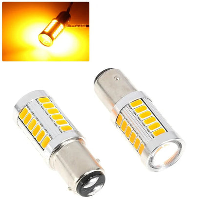 1157 BAY15D LED Side Maker/clignotant Rear/Front Light Bulbs 20W 4000LM 3500K orange 33LED série – 2 ampoules – vue 10