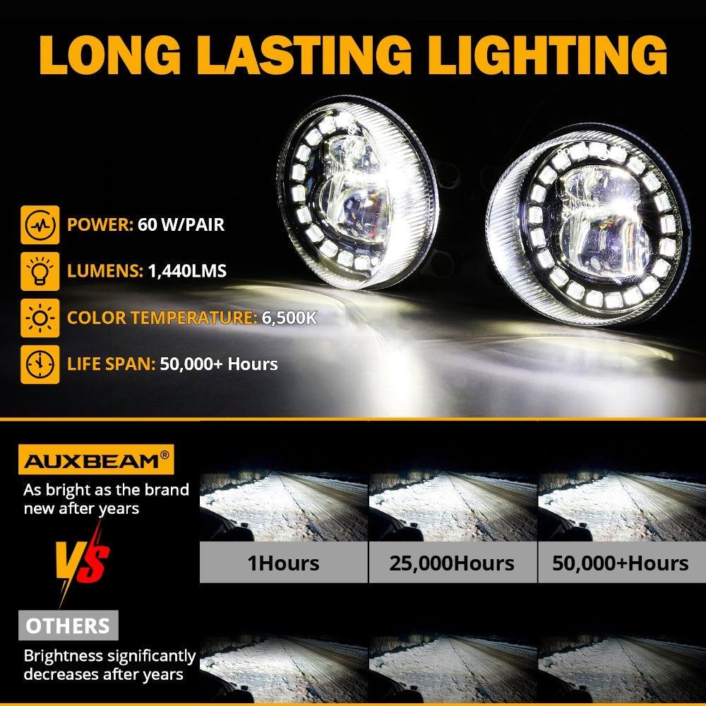 LED Fog Lights avec Halo DRL Universal Fit pour Toyota Camry Corolla RAV4 Yaris Prius Highlander Venza Avalon Matrix Solara…