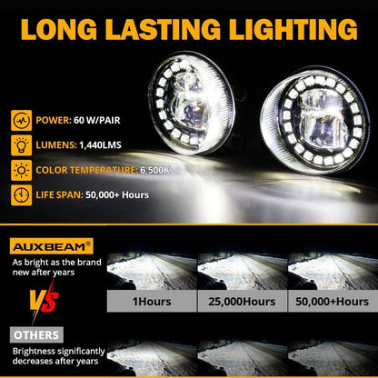 LED antibrouillards avec Halo DRL universel pour Toyota Camry Corolla RAV4 Yaris Prius Highlander Venza Avalon Matrix Solara