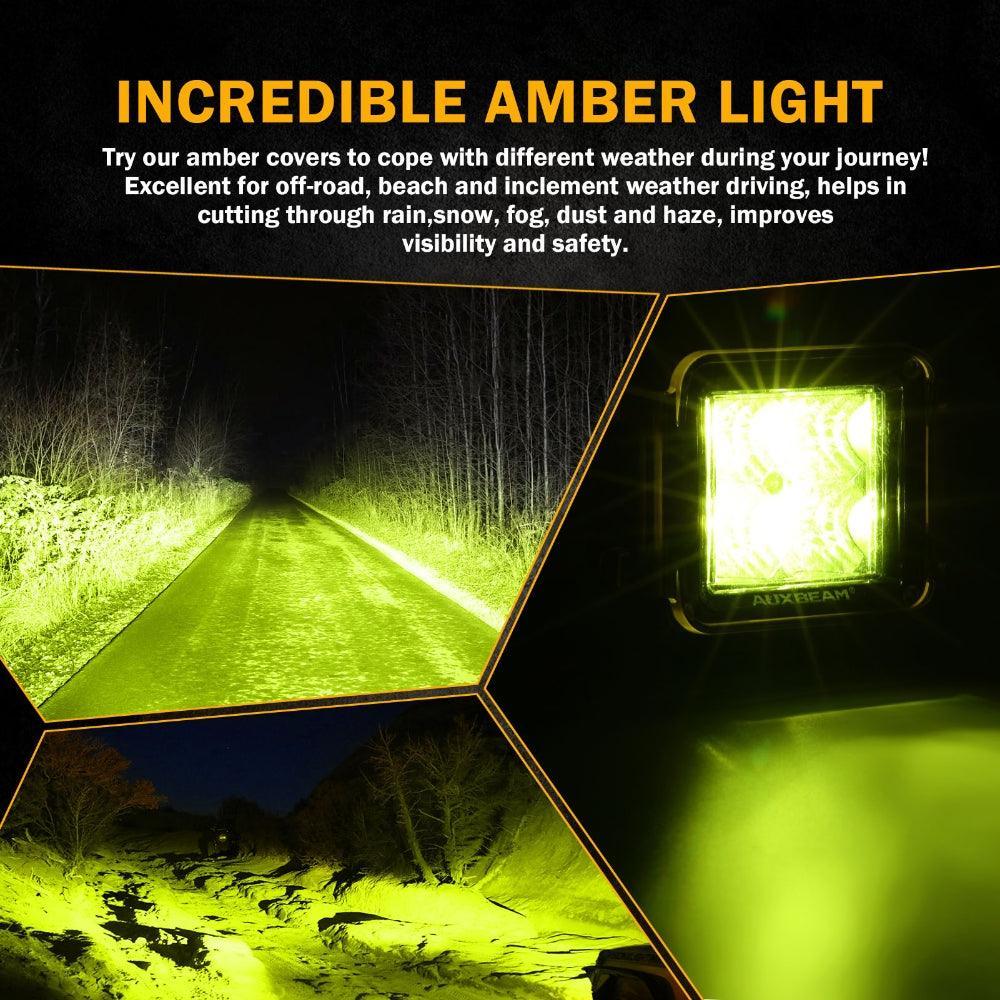 3 inch orange LED Cube Light Covers pour LED Pods Square Offroad Lights Driving Fog Lights – vue 4