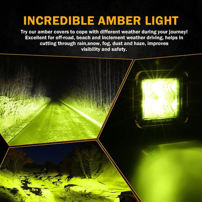 3″ orange LED caches pour projecteurs cube pour projecteurs LED compacts carré tout-terrain feux Driving antibrouillards