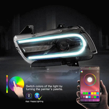 LED bloc optique avant RGB projecteur double faisceau noir pour 2011–2014 Dodge Charger (LD) – vue 2 – NOVADOMIO