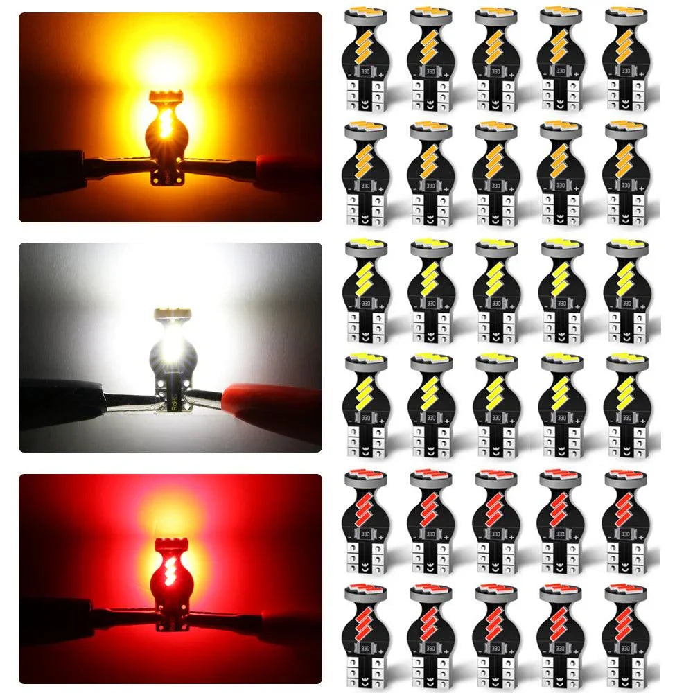 168 2825 W5W T10 LED Interior Light Bulbs 1.5W 300% haute luminosité blanc rouge orange Blue – 30 ampoules