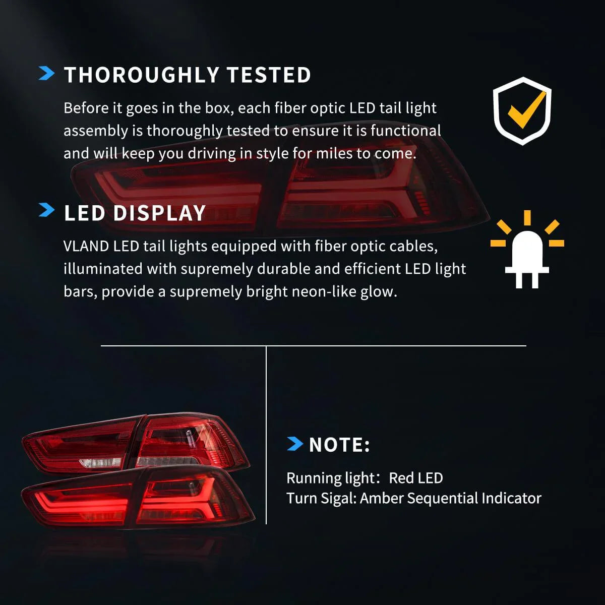 LED bloc de feux arrière avec Sequential clignotant pour 2008-2017 Mitsubishi Lancer & EVO X – vue 5