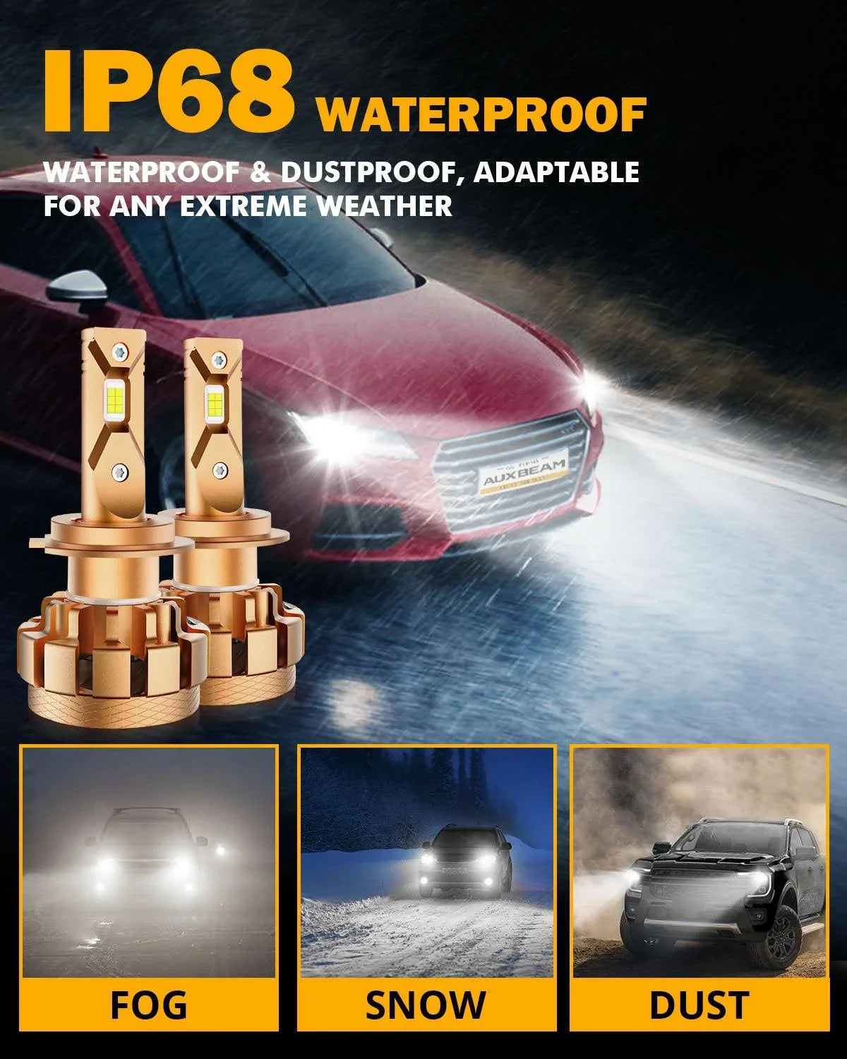 H7 Ampoules de phare LED 70W 18000LM F-16 Plus série Brightest 6000K blanc froid – 2 ampoules – vue 8