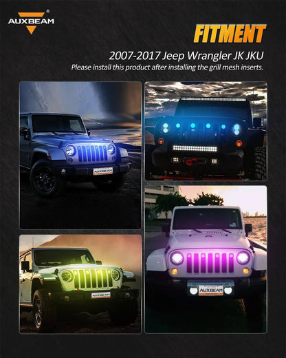 Lot de 4 RGBW Neon LED avant feux de calandre avec sans fil RF télécommande, Smartphone commande Bluetooth APP pour 2007–2017
