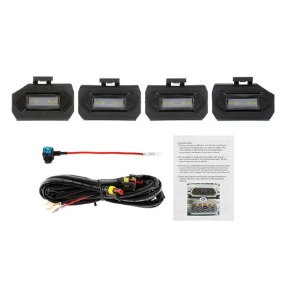 Lot de 4 LED avant feux de calandre lumière blanche pour Toyota Tacoma 2020–2021 TRD tout-terrain/TRD Sport (boîtier fumé)