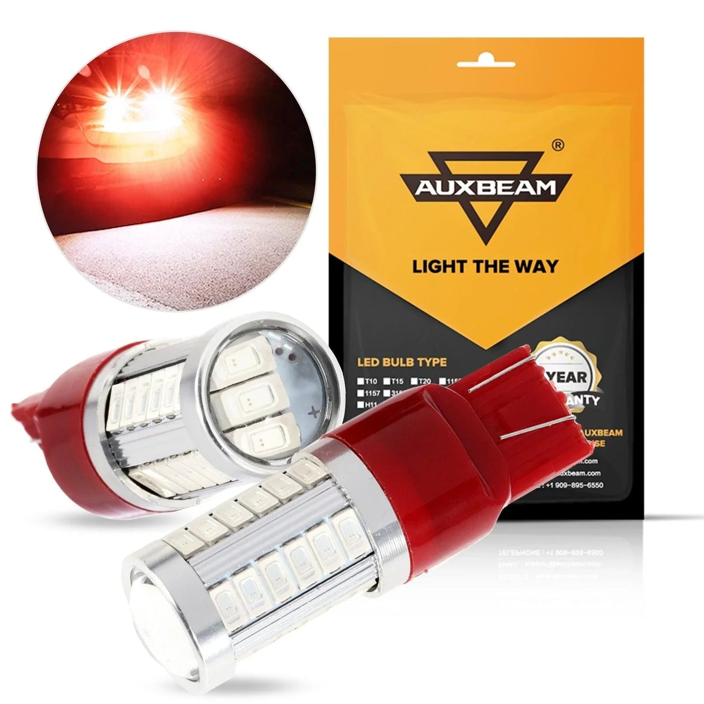 T20 7443 7440 LED stop/arrière Light 20W 4000LM rouge 33LED série – 2 ampoules